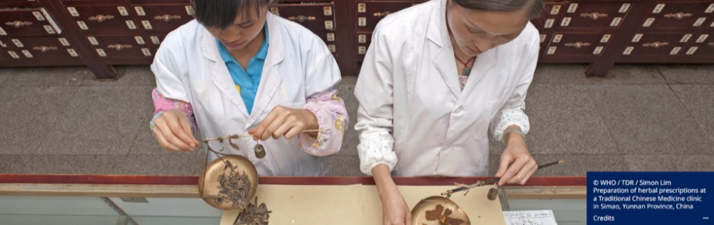 Preparation of herbal prescriptions at a Traditional Chinese Medicine clinic in Simao, Yunnan Province, China
